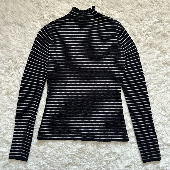 Rebecca Taylor Sweater Mock Neck Ruffle Turtleneck 100% Merino Wool Pullover L - Picture 5 of 12